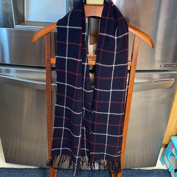 Burberry Haymarket Lambswool Check Scarf  w/ embroidered Logo🐴Dark Navy LARGE🔥 - Picture 3 of 12